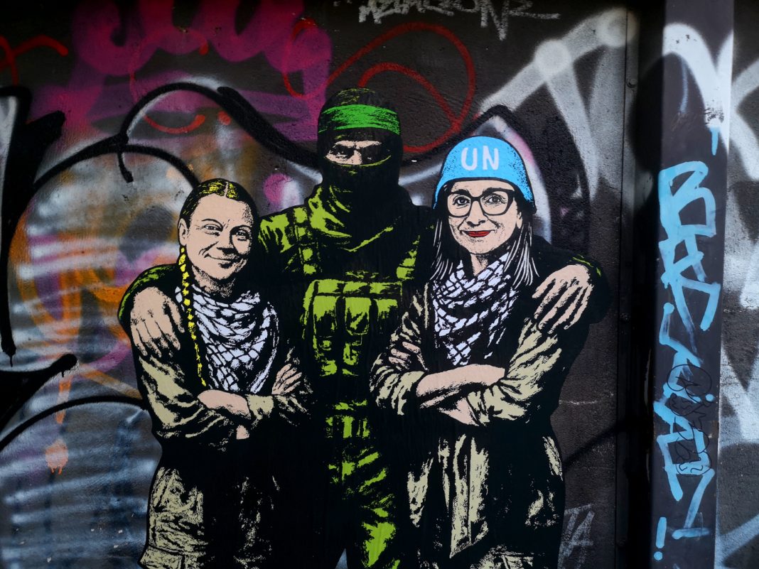 The mural “Human Shields”