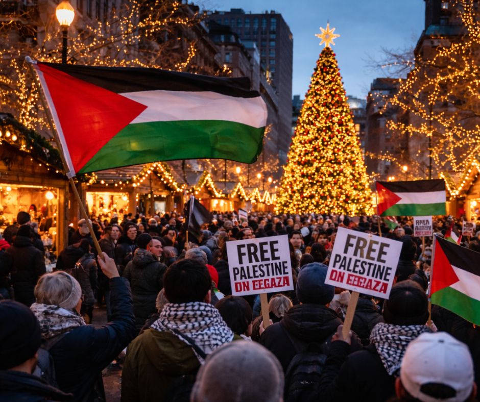 Christmas holiday displays in Montreal have become flashpoints amid pro Palestinian protests