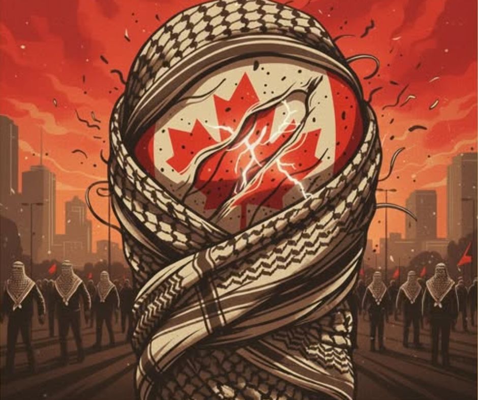 Keffiyeh clad demonstrators