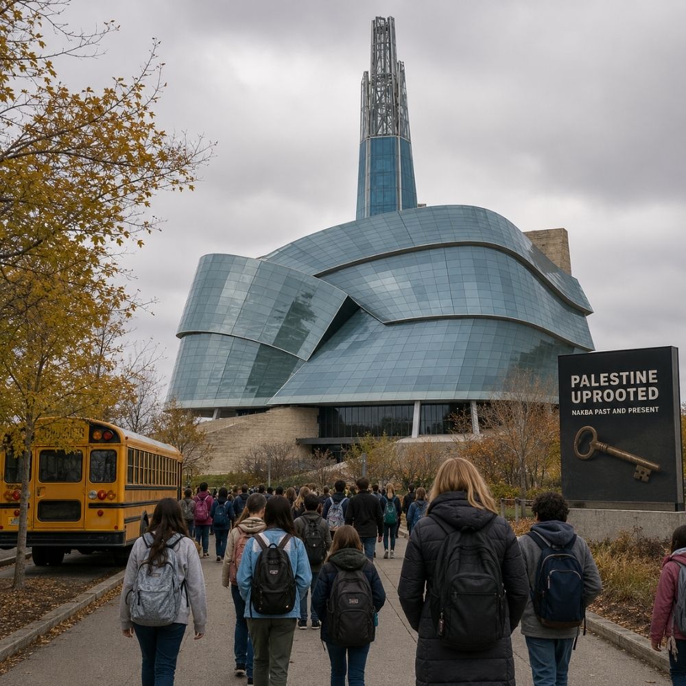 Canadian students arrive at the Canadian Museum for Human Rights in Winnipeg