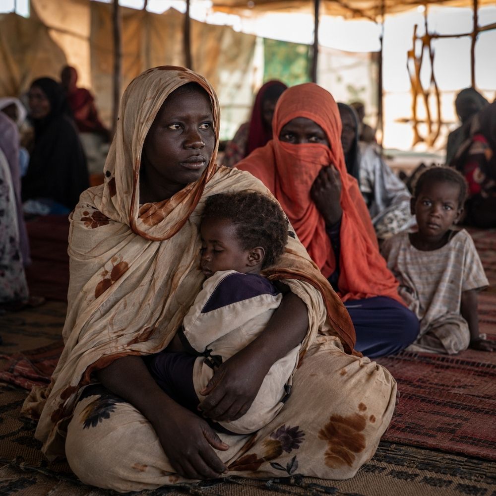 Sudanese women and children shelter amid the country’s continuing war and humanitarian crisis
